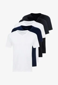 Pier One 5 PACK - T-Shirt Basic - White/blue/black -Pier One 2819a515ceaa41a7b996144dea7390c3