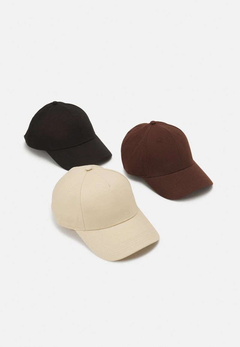 Pier One UNISEX 3 PACK - Cap - Black/dark Brown/beige 3 Pier One UNISEX 3 PACK - Cap - Black/dark Brown/beige