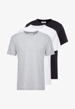 Pier One 3 PACK - T-Shirt Basic - White/black/light Grey -Pier One f785e71fb58e4e639608a247ef343f6c